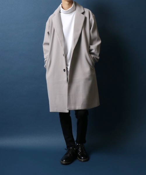 ANPAS(アンパス)の「ANPAS Melton Chester Coat/ANPAS 別注 メルトン オーバーサイズ チェスターコート レディース メンズ(チェスターコート・メンズ・ライトグレー/チャコールグレー/ブラック/グレイッシュベージュ/チェック・M/L/LL)」の20枚目の写真