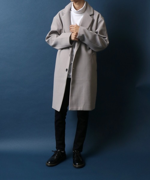 ANPAS(アンパス)の「ANPAS Melton Chester Coat/ANPAS 別注 メルトン オーバーサイズ チェスターコート レディース メンズ(チェスターコート・メンズ・ライトグレー/チャコールグレー/ブラック/グレイッシュベージュ/チェック・M/L/LL)」の21枚目の写真