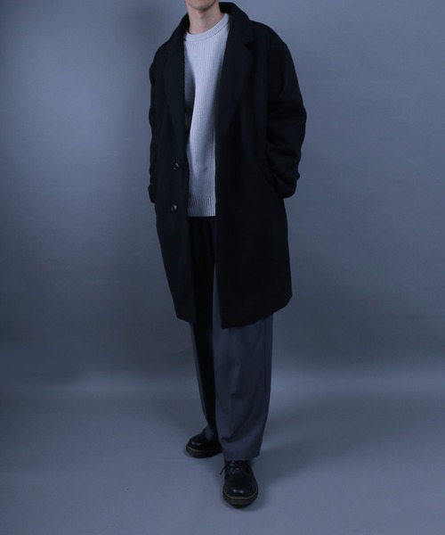 ANPAS(アンパス)の「ANPAS Melton Chester Coat/ANPAS 別注 メルトン オーバーサイズ チェスターコート レディース メンズ(チェスターコート・メンズ・ライトグレー/チャコールグレー/ブラック/グレイッシュベージュ/チェック・M/L/LL)」の9枚目の写真