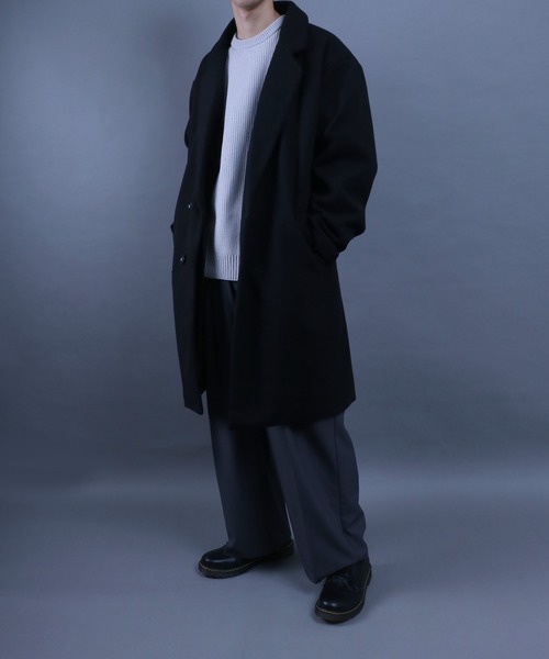 ANPAS(アンパス)の「ANPAS Melton Chester Coat/ANPAS 別注 メルトン オーバーサイズ チェスターコート レディース メンズ(チェスターコート・メンズ・ライトグレー/チャコールグレー/ブラック/グレイッシュベージュ/チェック・M/L/LL)」の10枚目の写真