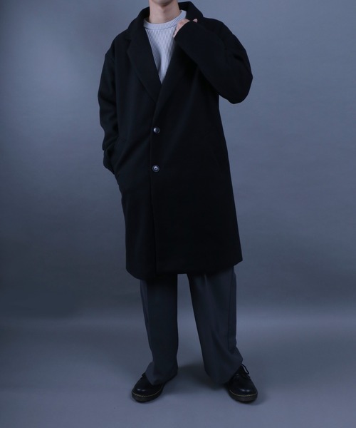 ANPAS(アンパス)の「ANPAS Melton Chester Coat/ANPAS 別注 メルトン オーバーサイズ チェスターコート レディース メンズ(チェスターコート・メンズ・ライトグレー/チャコールグレー/ブラック/グレイッシュベージュ/チェック・M/L/LL)」の11枚目の写真