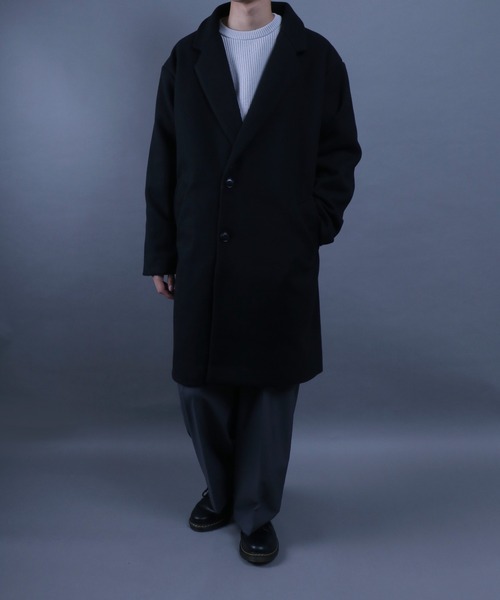 ANPAS(アンパス)の「ANPAS Melton Chester Coat/ANPAS 別注 メルトン オーバーサイズ チェスターコート レディース メンズ(チェスターコート・メンズ・ライトグレー/チャコールグレー/ブラック/グレイッシュベージュ/チェック・M/L/LL)」の12枚目の写真