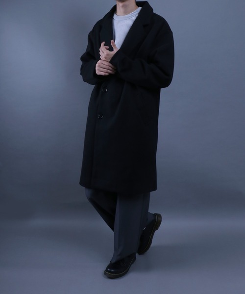 ANPAS(アンパス)の「ANPAS Melton Chester Coat/ANPAS 別注 メルトン オーバーサイズ チェスターコート レディース メンズ(チェスターコート・メンズ・ライトグレー/チャコールグレー/ブラック/グレイッシュベージュ/チェック・M/L/LL)」の13枚目の写真