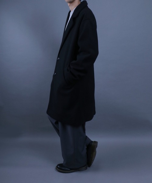 ANPAS(アンパス)の「ANPAS Melton Chester Coat/ANPAS 別注 メルトン オーバーサイズ チェスターコート レディース メンズ(チェスターコート・メンズ・ライトグレー/チャコールグレー/ブラック/グレイッシュベージュ/チェック・M/L/LL)」の14枚目の写真