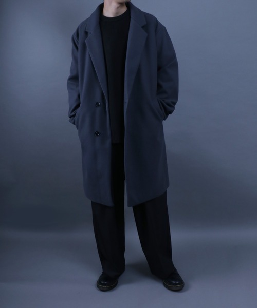 ANPAS(アンパス)の「ANPAS Melton Chester Coat/ANPAS 別注 メルトン オーバーサイズ チェスターコート レディース メンズ(チェスターコート・メンズ・ライトグレー/チャコールグレー/ブラック/グレイッシュベージュ/チェック・M/L/LL)」の15枚目の写真
