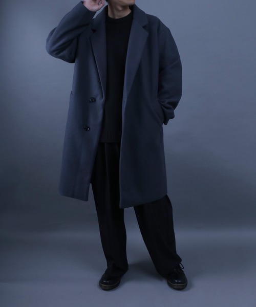 ANPAS(アンパス)の「ANPAS Melton Chester Coat/ANPAS 別注 メルトン オーバーサイズ チェスターコート レディース メンズ(チェスターコート・メンズ・ライトグレー/チャコールグレー/ブラック/グレイッシュベージュ/チェック・M/L/LL)」の16枚目の写真