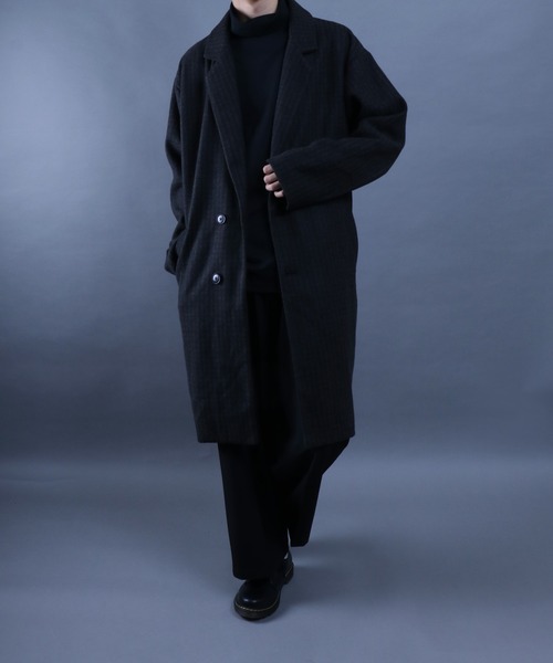 ANPAS(アンパス)の「ANPAS Melton Chester Coat/ANPAS 別注 メルトン オーバーサイズ チェスターコート レディース メンズ(チェスターコート・メンズ・ライトグレー/チャコールグレー/ブラック/グレイッシュベージュ/チェック・M/L/LL)」の22枚目の写真