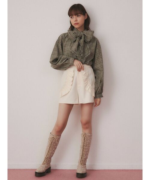 merry jenny（メリージェニー）の「ラウンドフリルショートパンツ（その他パンツ・レディース・アイボリー/ブラック・FREE）」の4枚目の写真