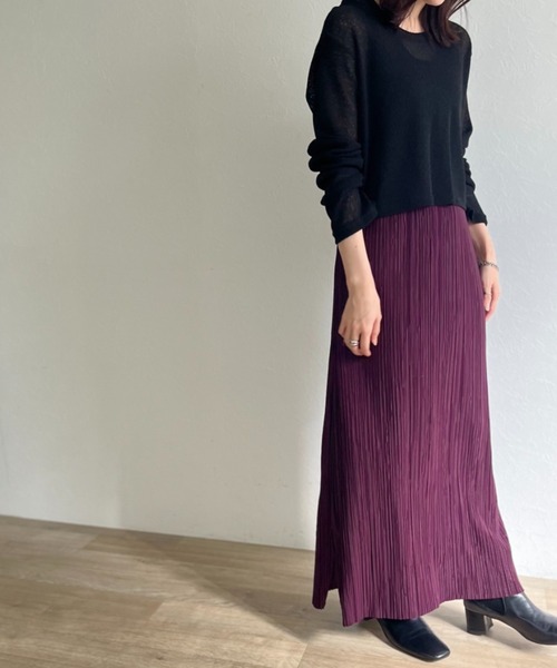ISOOK(アイスー)の「【ZOZO限定】Pleated long skirt / プリーツロングスカート(スカート・レディース・カーキ/バーガンディー・FREE)」の1枚目の写真