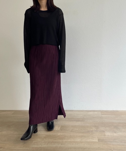 ISOOK(アイスー)の「【ZOZO限定】Pleated long skirt / プリーツロングスカート(スカート・レディース・カーキ/バーガンディー・FREE)」の3枚目の写真