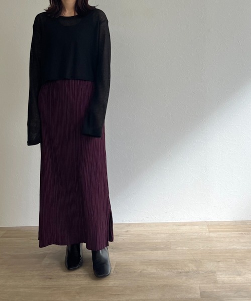 ISOOK(アイスー)の「【ZOZO限定】Pleated long skirt / プリーツロングスカート(スカート・レディース・カーキ/バーガンディー・FREE)」の8枚目の写真