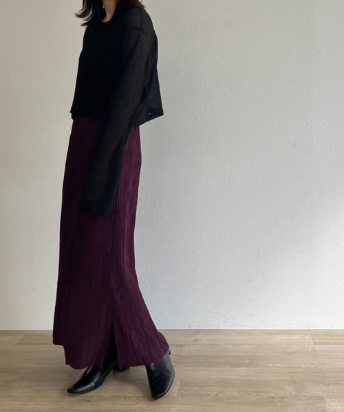 ISOOK(アイスー)の「【ZOZO限定】Pleated long skirt / プリーツロングスカート(スカート・レディース・カーキ/バーガンディー・FREE)」の14枚目の写真