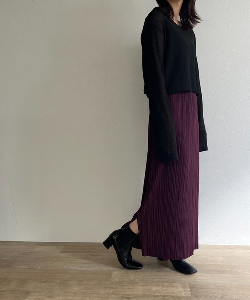 ISOOK(アイスー)の「【ZOZO限定】Pleated long skirt / プリーツロングスカート(スカート・レディース・カーキ/バーガンディー・FREE)」の6枚目の写真
