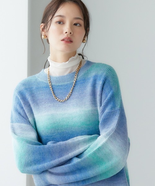 大きいサイズ グラデーションニット miclat（ニット/セーター