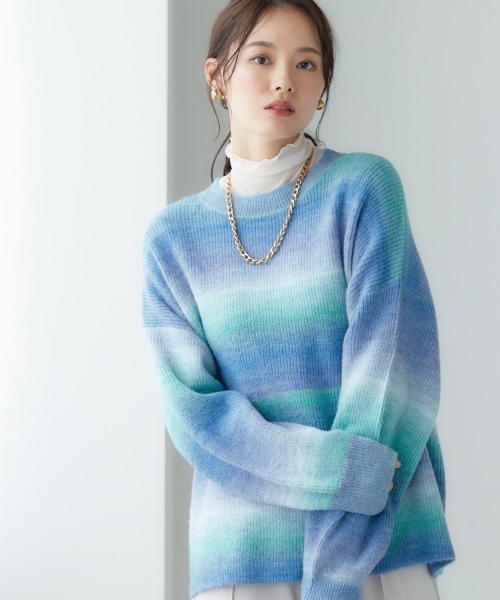 大きいサイズ グラデーションニット miclat（ニット/セーター