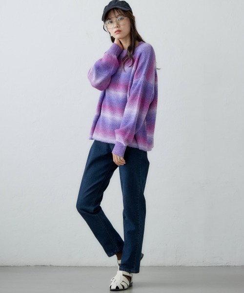 大きいサイズ グラデーションニット miclat（ニット/セーター