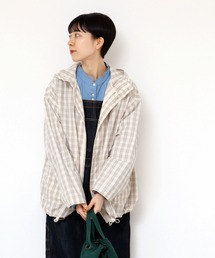 PAR ICI | チェック/タイプライター 顔料コーティングシャツブルゾン (セットアップ対応)(マウンテンパーカー)