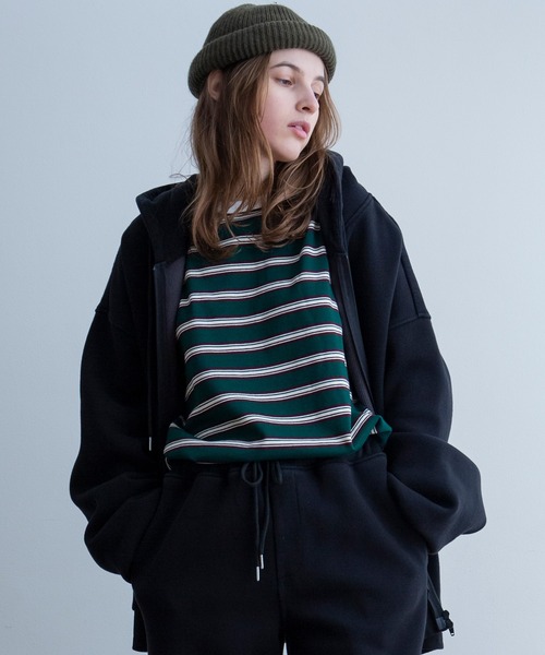 Universal Style Wear（ユニバーサルスタイルウェア）の「Universal Style Wear タオル バケツ ジップ パーカー（パーカー・メンズ・グレイッシュベージュ/サックスブルー系/ブラック/オフホワイト・MEDIUM/LARGE/X-LARGE）」の3枚目の写真