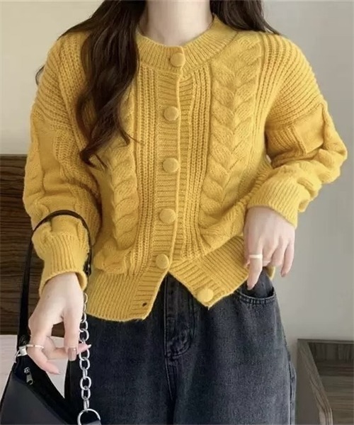 Dream garden(ドリームガーデン)の「クルミボタンニットカーディガン(カーディガン/ボレロ・レディース・ブラック/イエロー/ブルー/アイボリー/カーキ/ブラウン・FREE)」の6枚目の写真