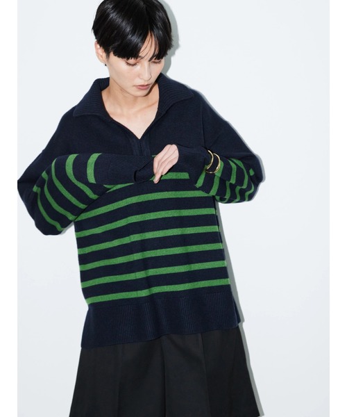 AMERICAN HOLIC（アメリカンホリック）の「衿付きニットプルオーバー（ニット/セーター・レディース・ネイビー/アイボリー/キャメル/その他7・M/L）」の3枚目の写真