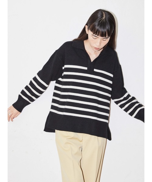 AMERICAN HOLIC（アメリカンホリック）の「衿付きニットプルオーバー（ニット/セーター・レディース・ネイビー/アイボリー/キャメル/その他7・M/L）」の7枚目の写真