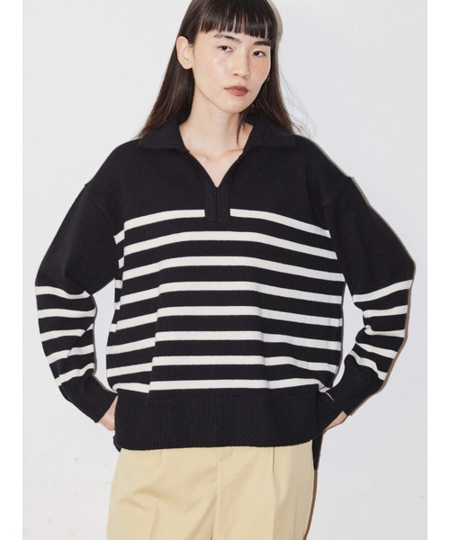 AMERICAN HOLIC（アメリカンホリック）の「衿付きニットプルオーバー（ニット/セーター・レディース・ネイビー/アイボリー/キャメル/その他7・M/L）」の8枚目の写真