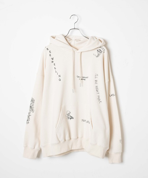 WEGO（ウィゴー）の「WEGO/ヘビーウエイト ラクガキモチーフプルパーカー（スウェット・メンズ・ブラック/アイボリー・MEDIUM/LARGE）」の21枚目の写真