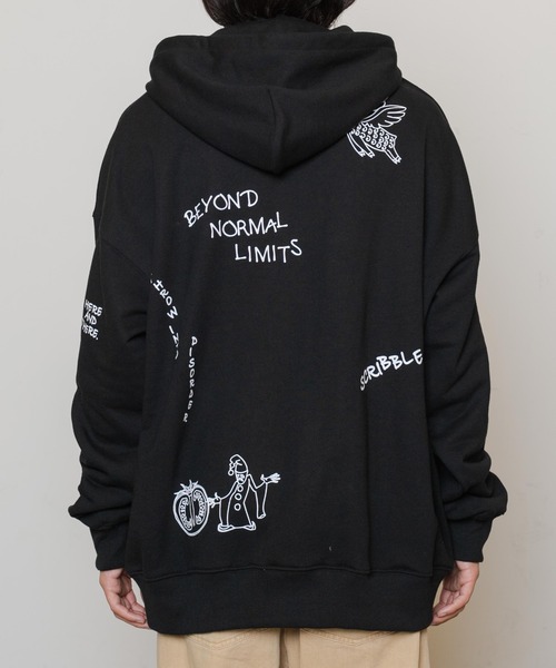 WEGO（ウィゴー）の「WEGO/ヘビーウエイト ラクガキモチーフプルパーカー（スウェット・メンズ・ブラック/アイボリー・MEDIUM/LARGE）」の19枚目の写真