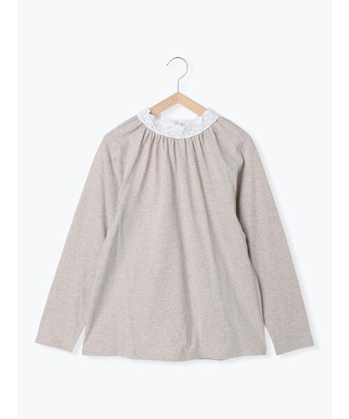 Samansa Mos2（サマンサ モスモス）の「襟レースギャザーカットソー（Tシャツ/カットソー・レディース・キナリ/ベージュ/ブラック/オフホワイト・ﾌﾘ-）」の4枚目の写真