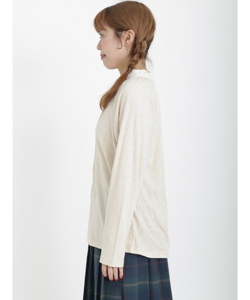 Samansa Mos2（サマンサ モスモス）の「襟レースギャザーカットソー（Tシャツ/カットソー・レディース・キナリ/ベージュ/ブラック/オフホワイト・ﾌﾘ-）」の13枚目の写真