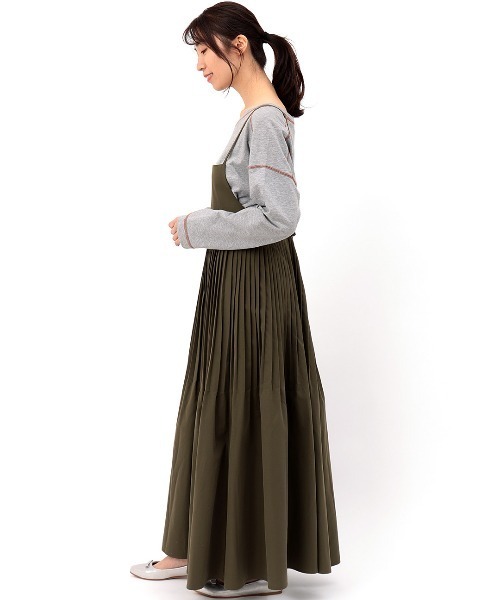 チチカカ（チチカカ）の「メニータックサロペットスカート（ジャンパースカート・レディース・ライトグレー/ブラック/カーキ・FREE）」の12枚目の写真