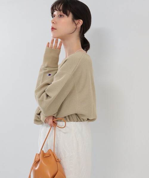 Ray BEAMS（レイビームス）の「Champion × Ray BEAMS / 別注 ロングスリーブ Tシャツ（Tシャツ/カットソー・レディース・ベージュ/ブラック/ナチュラル・ONE SIZE）」の19枚目の写真