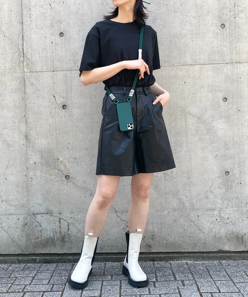 SETUP7（セットアップセブン）の「【SETUP7】PUレザーワンタックショートパンツ KNF　※（その他パンツ・レディース・グリーン/ブラック/ベージュ・S/M）」の16枚目の写真