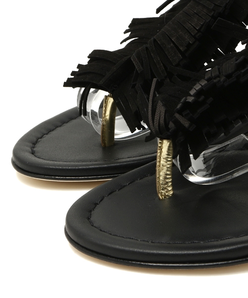 journal standard L'essage(ジャーナルスタンダードレサージュ)の「【Visconti&Du Reau/ヴィスコンティ・ドゥ・ロー】フリンジトングサンダル#(サンダル・レディース・ブラック・37/38/36)」の5枚目の写真