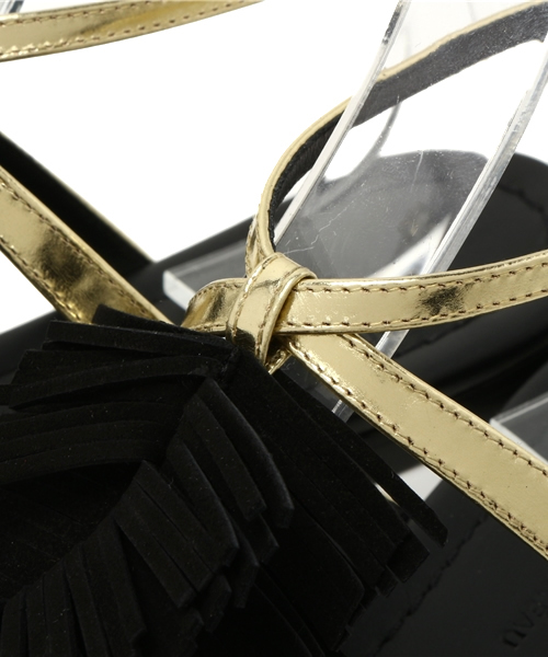 journal standard L'essage(ジャーナルスタンダードレサージュ)の「【Visconti&Du Reau/ヴィスコンティ・ドゥ・ロー】フリンジトングサンダル#(サンダル・レディース・ブラック・37/38/36)」の6枚目の写真