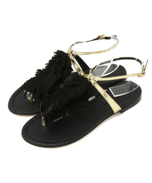 journal standard L'essage(ジャーナルスタンダードレサージュ)の「【Visconti&Du Reau/ヴィスコンティ・ドゥ・ロー】フリンジトングサンダル#(サンダル・レディース・ブラック・37/38/36)」の13枚目の写真