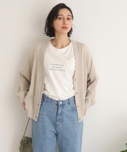 SHOO・LA・RUE（シューラルー）の「◆カーリングVネックカーディガン（カーディガン/ボレロ・レディース・ブラック/グレー系/ホワイト/ライトグリーン・00）」の3枚目の写真