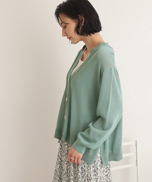 SHOO・LA・RUE（シューラルー）の「◆カーリングVネックカーディガン（カーディガン/ボレロ・レディース・ブラック/グレー系/ホワイト/ライトグリーン・00）」の7枚目の写真