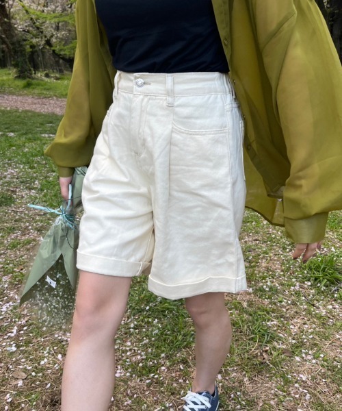 nemne store(ネンネストア)の「【低身長用サイズあり】ワイドショートパンツ(その他パンツ・レディース・ブラック/アイボリー・SMALL/MEDIUM)」の6枚目の写真