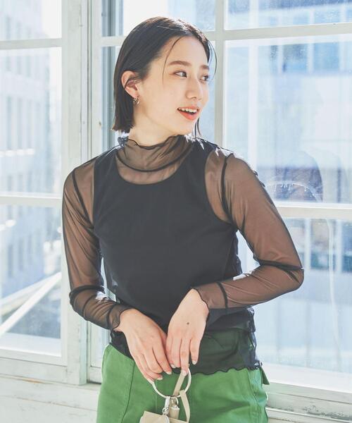 coen(コーエン)の「チュールメロータートルネックロンT(Tシャツ/カットソー・レディース・ブラック/オフホワイト/ケリーグリーン・M/L)」の6枚目の写真