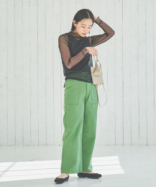 coen(コーエン)の「チュールメロータートルネックロンT(Tシャツ/カットソー・レディース・ブラック/オフホワイト/ケリーグリーン・M/L)」の8枚目の写真