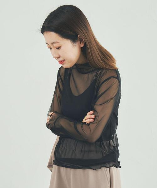 coen(コーエン)の「チュールメロータートルネックロンT(Tシャツ/カットソー・レディース・ブラック/オフホワイト/ケリーグリーン・M/L)」の14枚目の写真