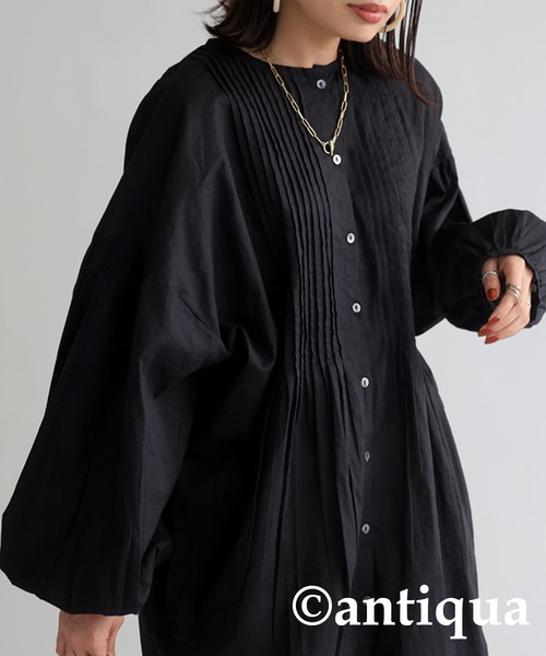 antiqua(アンティカ)の「愛らしいたっぷりギャザー!インド綿ブラウス(シャツ/ブラウス・レディース・ホワイト/ブラック・FREE)」の10枚目の写真