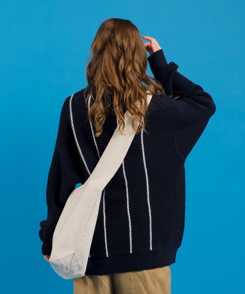 MUHET（ミュエータ）の「ワッフル編みポロニット（ニット/セーター・レディース・ネイビー/ライトグリーン・X-LARGE/MEDIUM）」の15枚目の写真