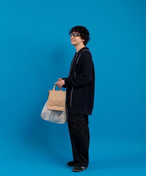 MUHET（ミュエータ）の「ワッフル編みポロニット（ニット/セーター・レディース・ネイビー/ライトグリーン・X-LARGE/MEDIUM）」の16枚目の写真