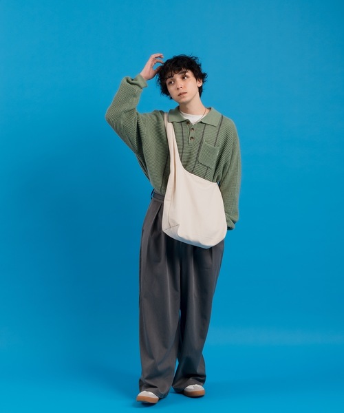 MUHET（ミュエータ）の「ワッフル編みポロニット（ニット/セーター・レディース・ネイビー/ライトグリーン・X-LARGE/MEDIUM）」の22枚目の写真