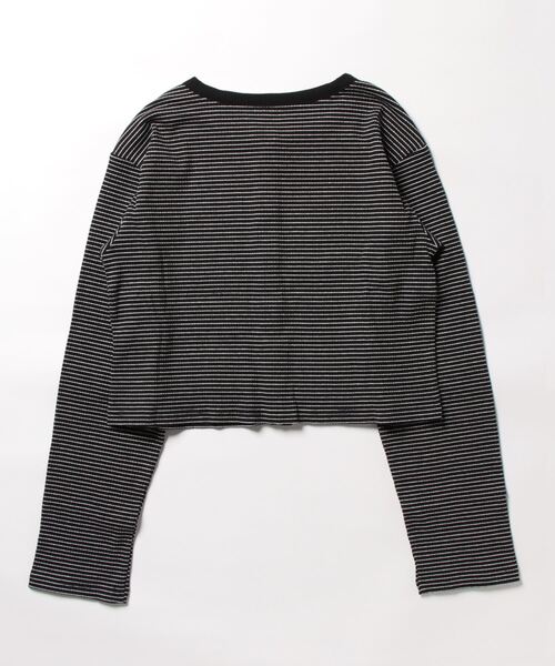 JUGLANS(ユグランス)の「☆ 品のある大人びた一枚。ボーダーリブクルーネックカーディガン 30931P133(カーディガン/ボレロ・レディース・イエロー/ホワイト/ブラック・FREE)」の4枚目の写真