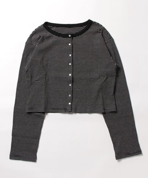 JUGLANS(ユグランス)の「☆ 品のある大人びた一枚。ボーダーリブクルーネックカーディガン 30931P133(カーディガン/ボレロ・レディース・イエロー/ホワイト/ブラック・FREE)」の11枚目の写真