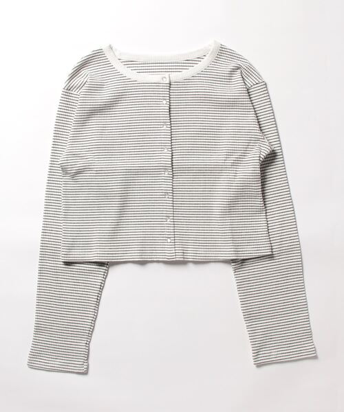 JUGLANS(ユグランス)の「☆ 品のある大人びた一枚。ボーダーリブクルーネックカーディガン 30931P133(カーディガン/ボレロ・レディース・イエロー/ホワイト/ブラック・FREE)」の13枚目の写真