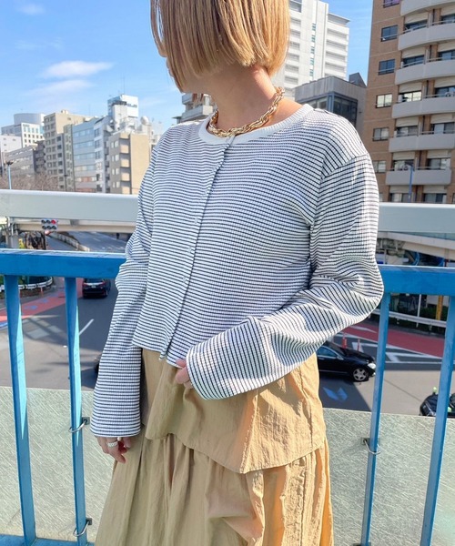 JUGLANS(ユグランス)の「☆ 品のある大人びた一枚。ボーダーリブクルーネックカーディガン 30931P133(カーディガン/ボレロ・レディース・イエロー/ホワイト/ブラック・FREE)」の20枚目の写真